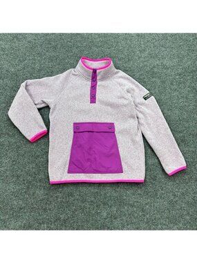 LL Bean Sweater Fleece Half Snap Pullover Cozy Outdoor 520499 Girls Medium 10-12